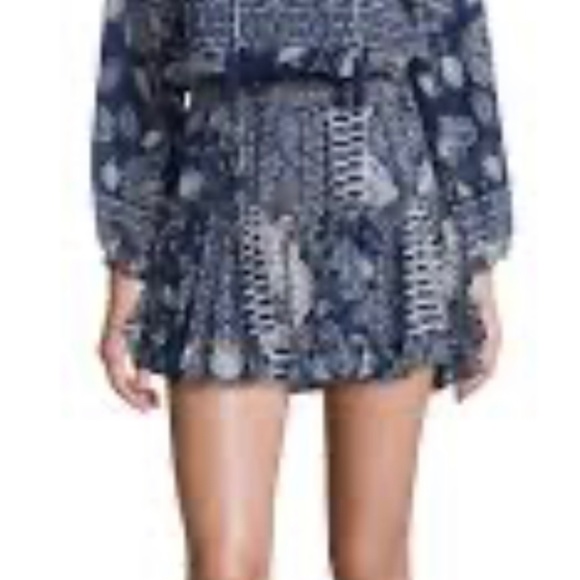 Misa Womens Floral Print Chiffon Pleated V-Neck Dress Navy Blue - Picture 5 of 5